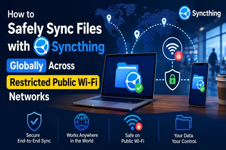 How to Safely Sync Files with Syncthing Globally Across Restricted Public Wi-Fi Networks