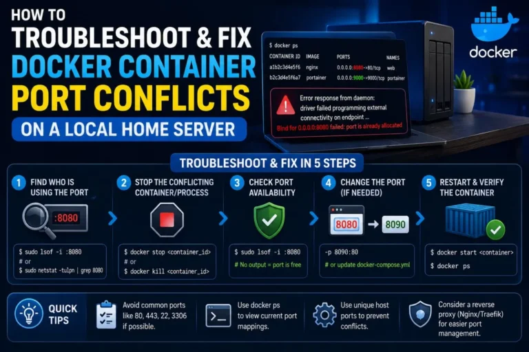 How to Troubleshoot and Fix Docker Container Port Conflicts on a Local Home Server